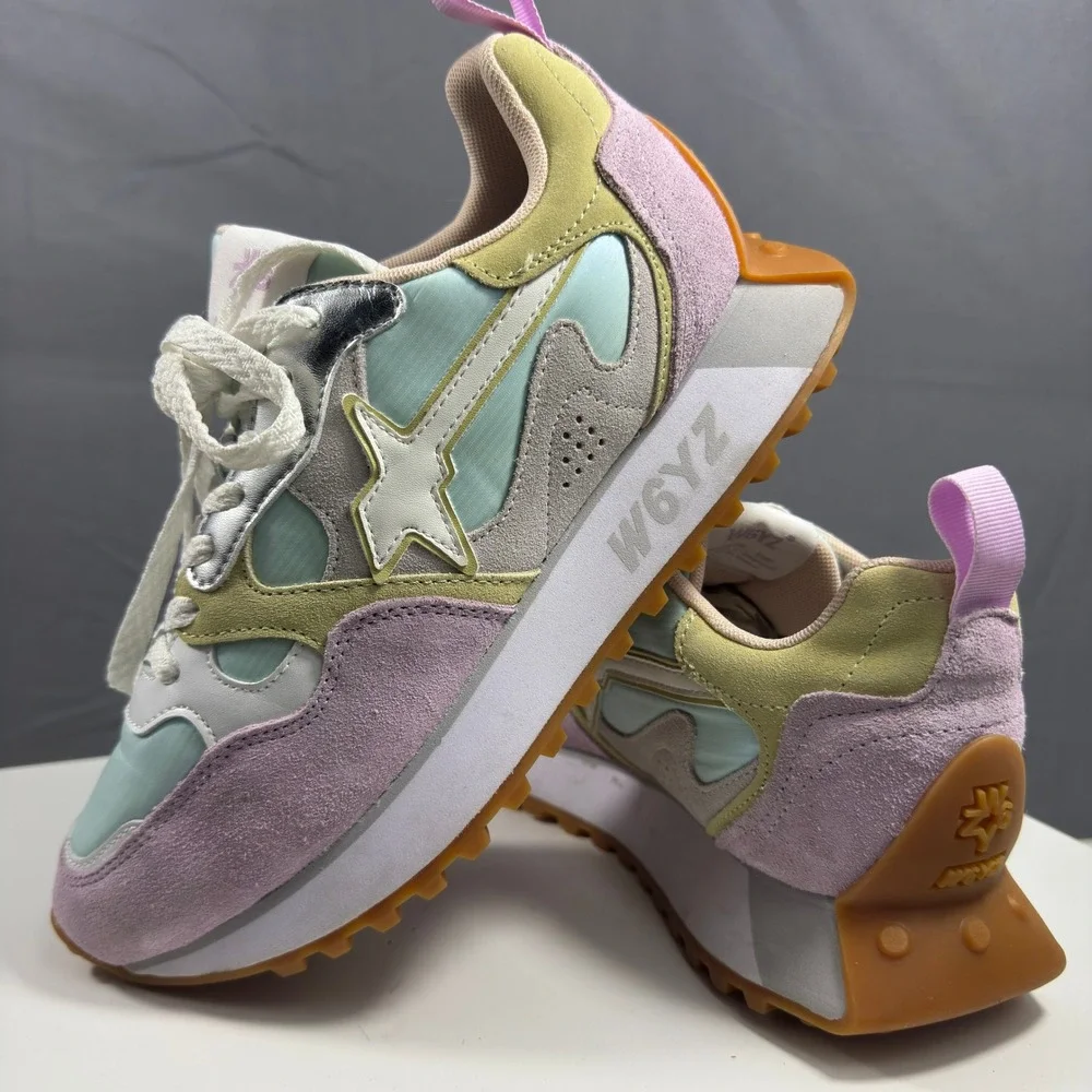 W6YZ Jet-M Sneakers Womens 7 Multi Pastel Suede Retro Running Shoes Wizz